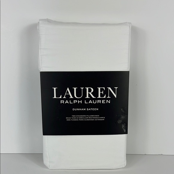 Ralph Lauren Dunham Sateen Standard Pillowcases White 100% Cotton Set of 2 NEW - Picture 1 of 5